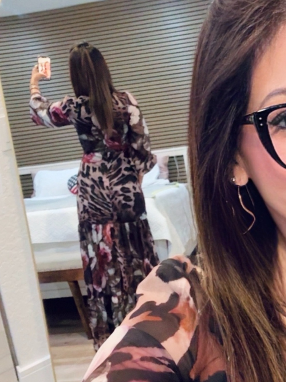 Floral & Leopard Print Maxi Dress in Blush Rose - Picture 3 of 7
